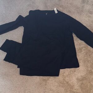 Black Long John Top and Pants Set